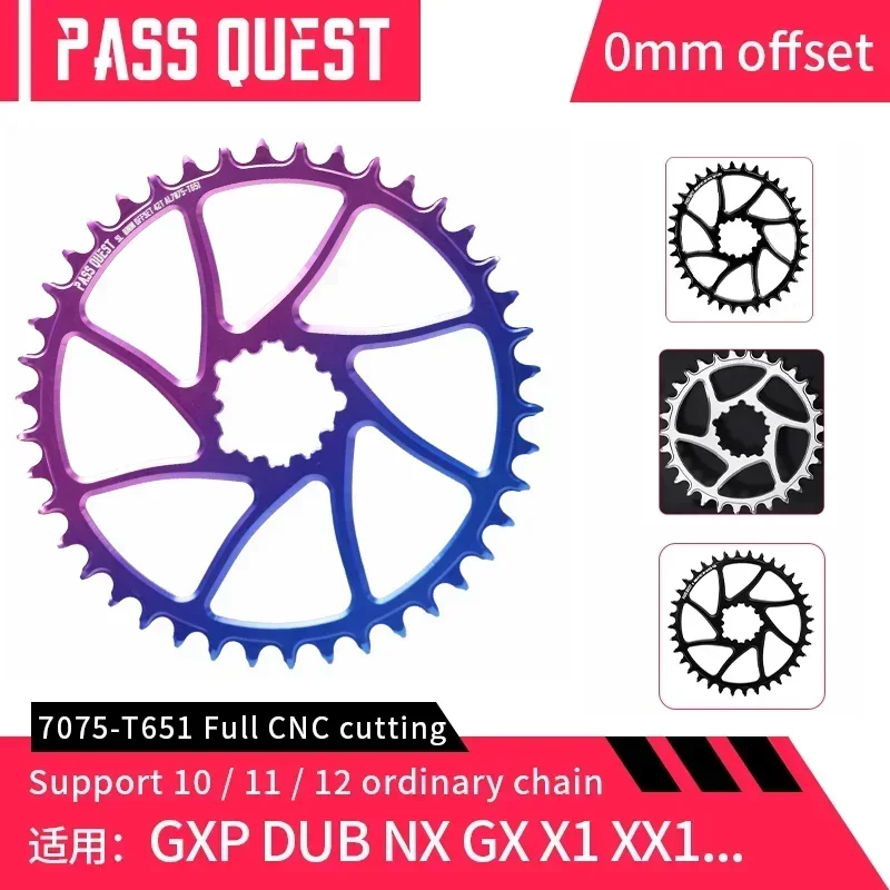 

PASS QUEST-Offset Road Bike Chainring, Narrow, Wide, 30T-48T Chainwheel, ROUND OVAL, GXP, 0mm