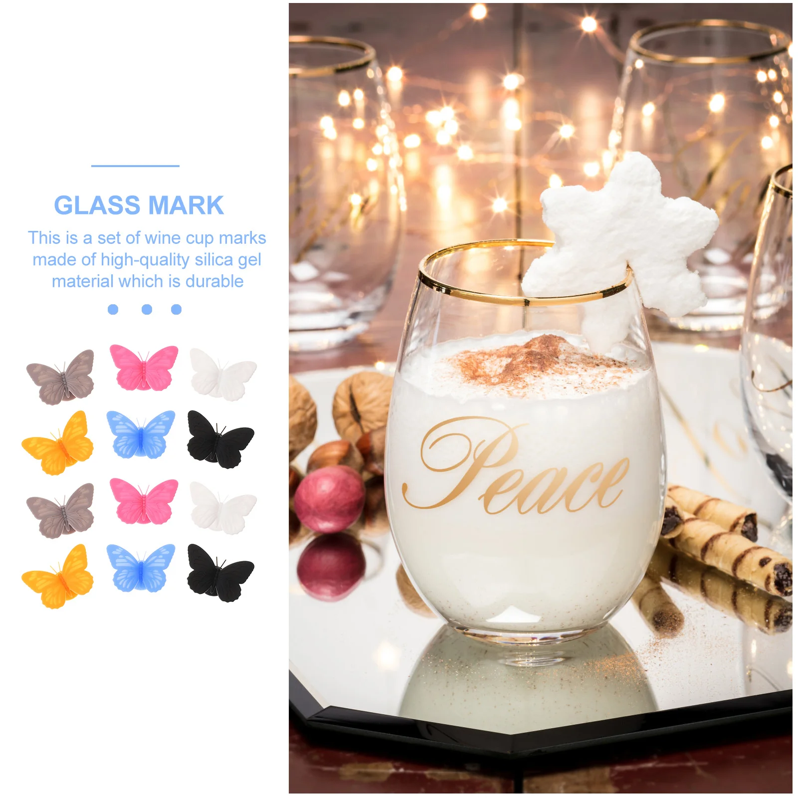 12 قطعة علامات كأس للنبيذ سيليكون شرب السحر لأكواب الحفلات علامات النبيذ الإبداعية مهرجان لوازم ديكور تحديد الزجاج #2