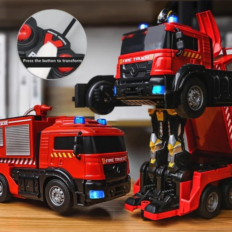 

RC Fire Truck Deformation Remote Control Water Sprinkler Fire Engine Excavator Engineering Vehicle Construction Toy Boy KidGifts