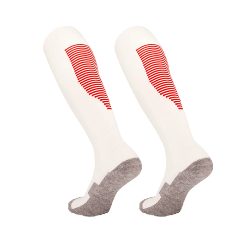 Streep Sportvoetbal Sokken Volwassen Kinderen Ademende Voetbalclub Knie Hoge Training Hardlopen Lange Kous Handdoek Bodem Sok Unisex