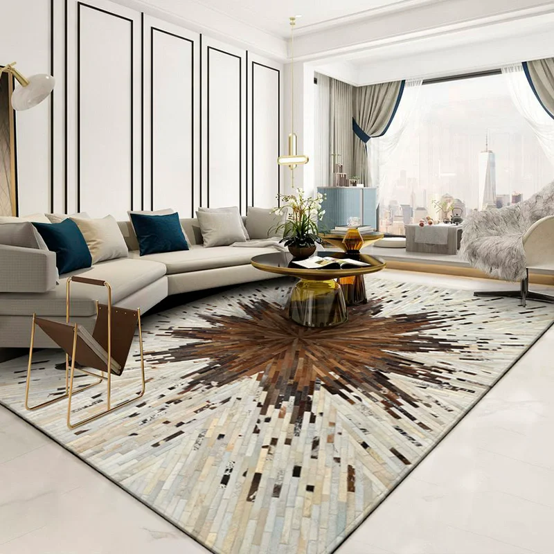 

Wild Luxury Brown Carpet For Living Room Hand Stitched Cowhide Bedroon Rug Decoration Home Sofa Tea Table Floor Mats Customize