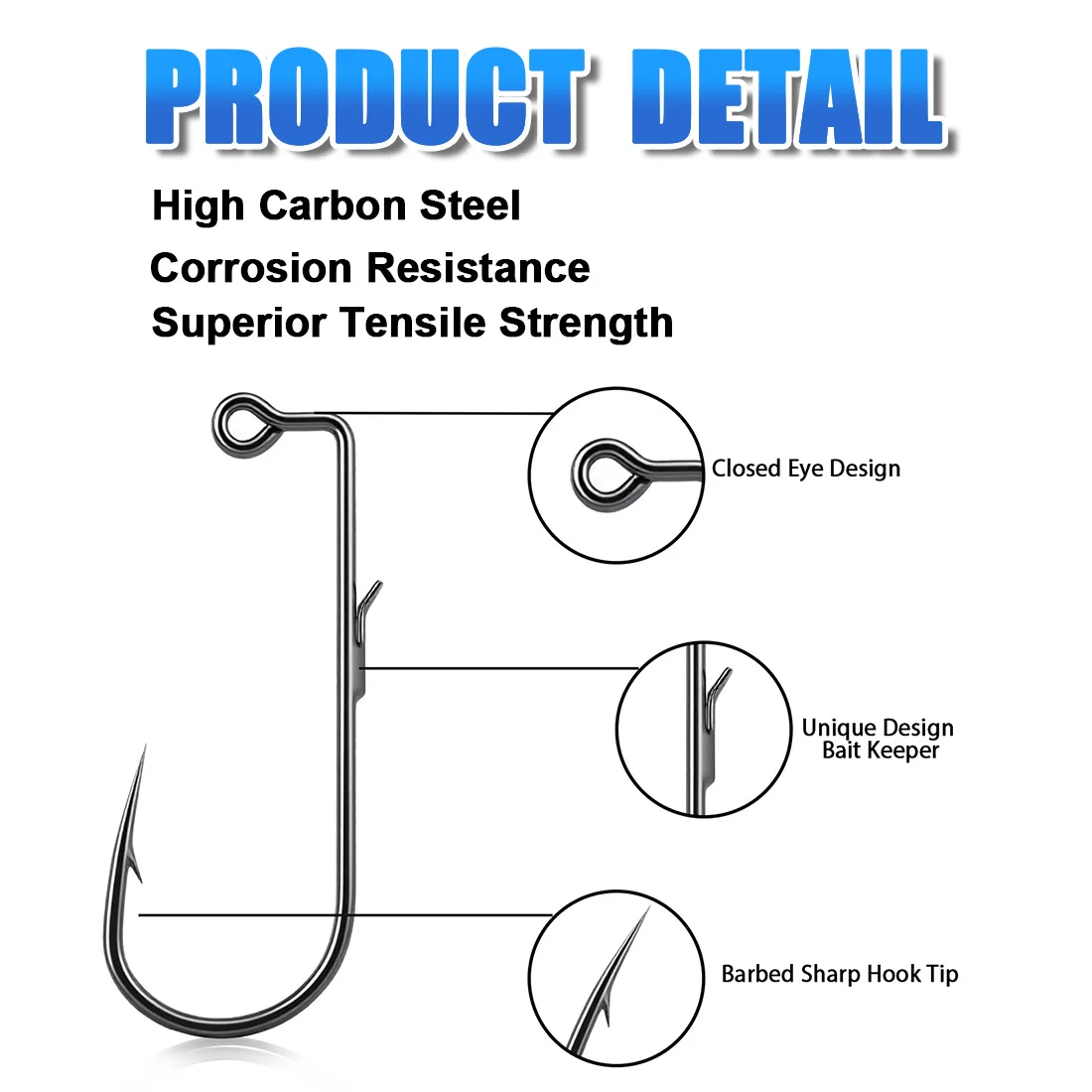 FishTrip 50-200 قطعة 90 درجة أبردين تهزهز الصيد السنانير الشائكة طويلة عرقوب هوك عالية الكربون الصلب الطعم حارس دودة هوك