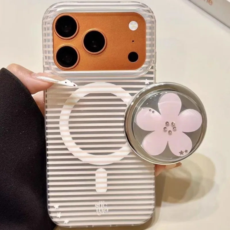 

Милый держатель для телефона с стразами в виде цветка вишни, магнитная подставка для MagSafe, складная подставка, аксессуар для телефона в стиле кавай сакура