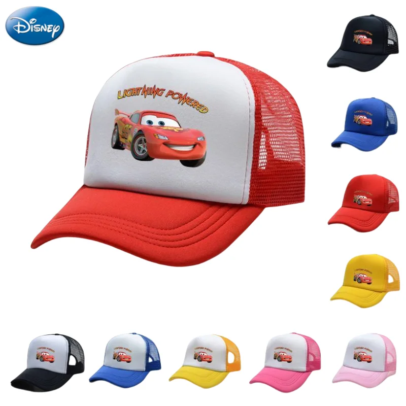 New Disney Cars Lightning McQueen Animation Cartoon Children's Sun Hat Creative Kawaii Mesh Baseball Cap Sun Hat Gift Wholesale