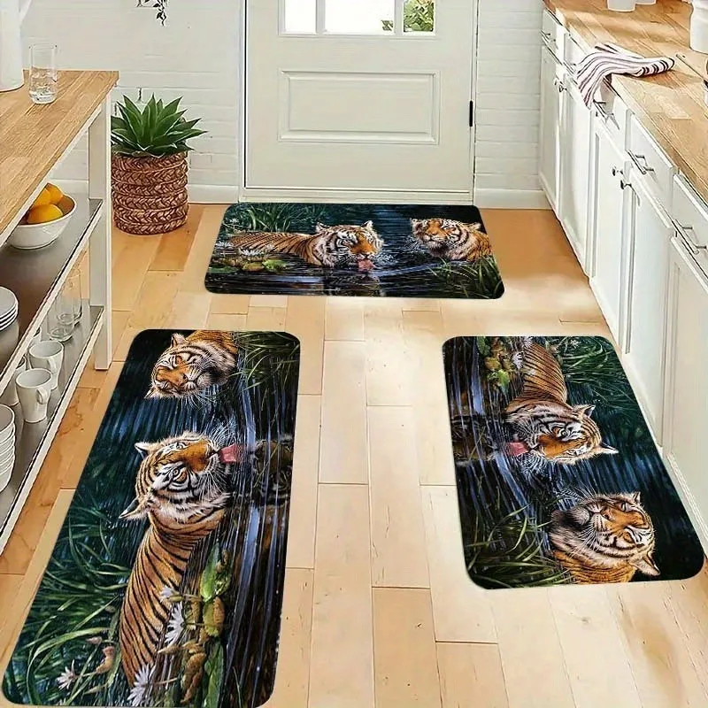 

1PC Tigers pattern Home Door Mats Kitchen Rugs Non-Slip Pop design Bedroom Rugs Bath Mat Carpet for Home Sink Laundry Decor