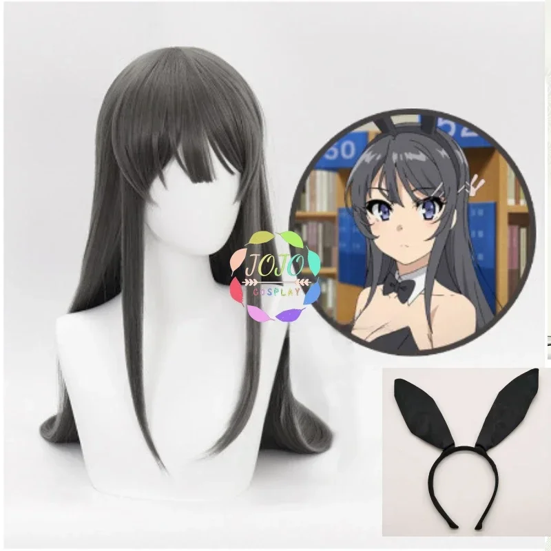 

Anime Seishun Buta Yarou Wa Bunny Girl Mai Sakurajima Cosplay Wig Long Straight Grey Wigs Heat Resistant Synthetic Hair