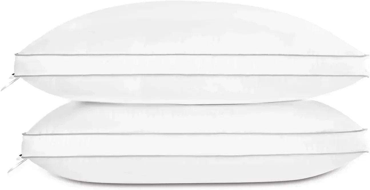 

Luxury Feather Down Pillow Standard Queen Size for Sleeping, Hotel Collection Fluffy Pillow, Medium Gusseted Bed Pillows