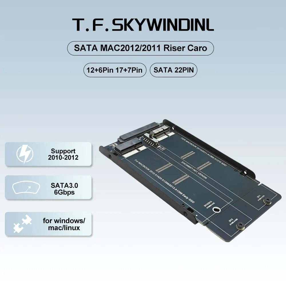 

2,5-дюймовый адаптер SATA 22Pin к Mac 2011 2012 2 в 1 для Mac Pro/MacBook Pro1425/1398/1466/1465 6 Гбит/с SSD/HDD конвертер