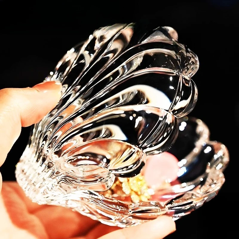 

Crystal glass shell jewelry box candy box jewelry earrings storage ornament