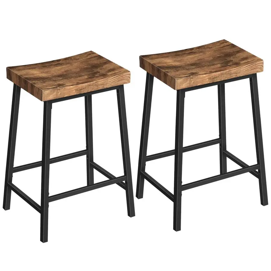 

Bar Stools,Counter Height Bar Stools Set of 2, 23.7 Inch Saddle Stools with Footrest, Kitchen Stools, Industrial Style, for Din