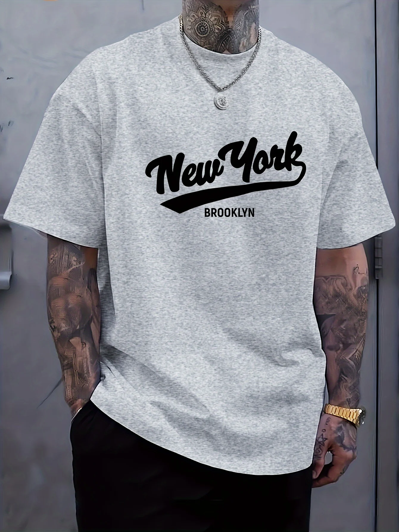Camiseta con cuello redondo y estampado de letras de Nueva York para hombre, camisetas urbanas de moda de diseñador para hombre, Tops de algodón Vintage Harajuku Y2k para hombre
