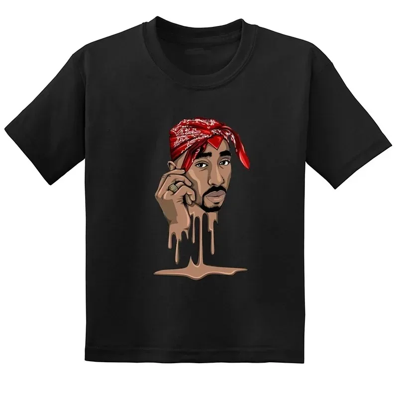 Hip Hop Festival Rapper 2pac Kids Mens Fashion Children T Shirt Tupac Thug Life Clothes Girls Boys Women Summer Black T-Shirt