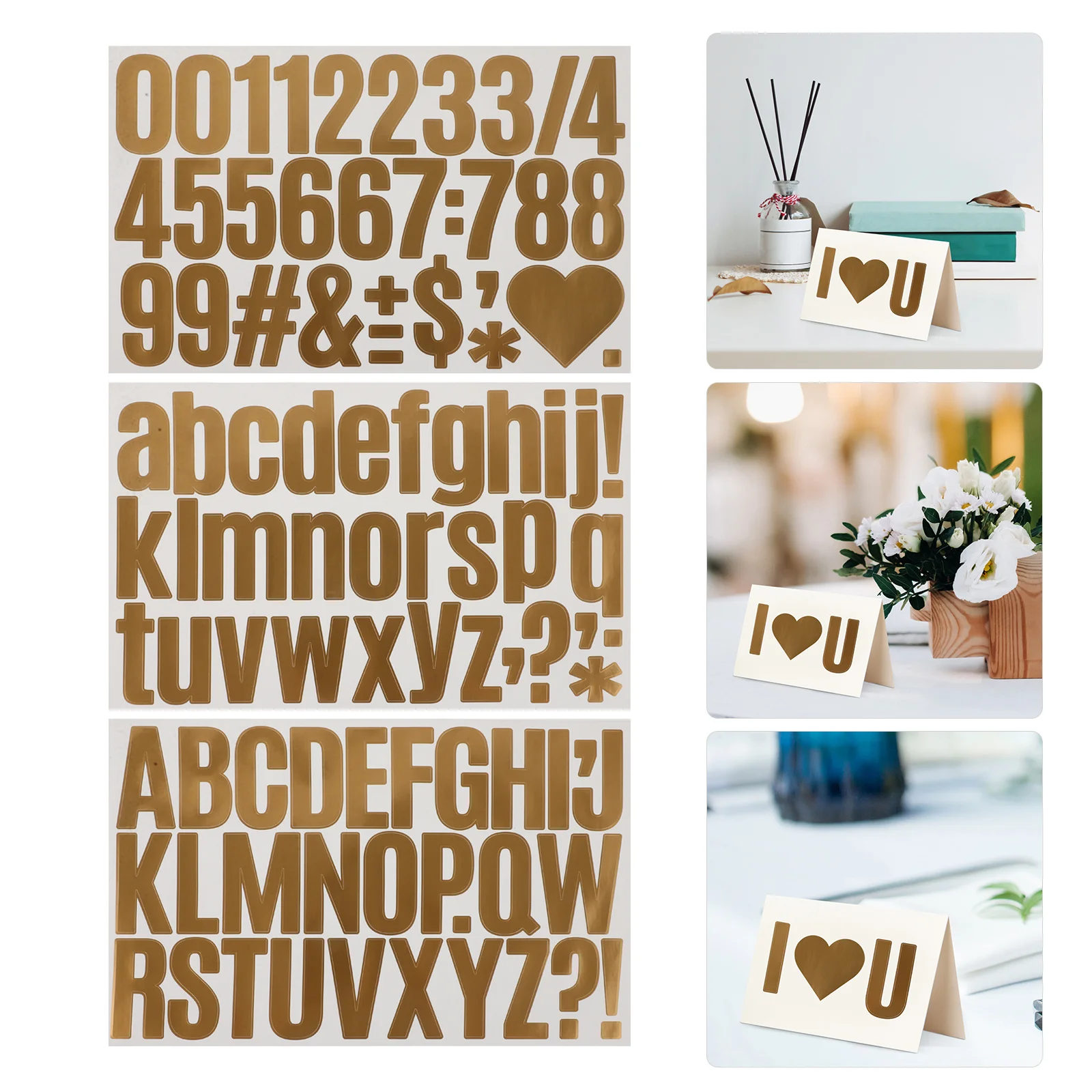 

4 set 4 Sets Letters Numbers Stickers Alphabet Vinyl Decals For Diy Scrapbooking Crafts Decorative Wall Art Self-Adhesive Number