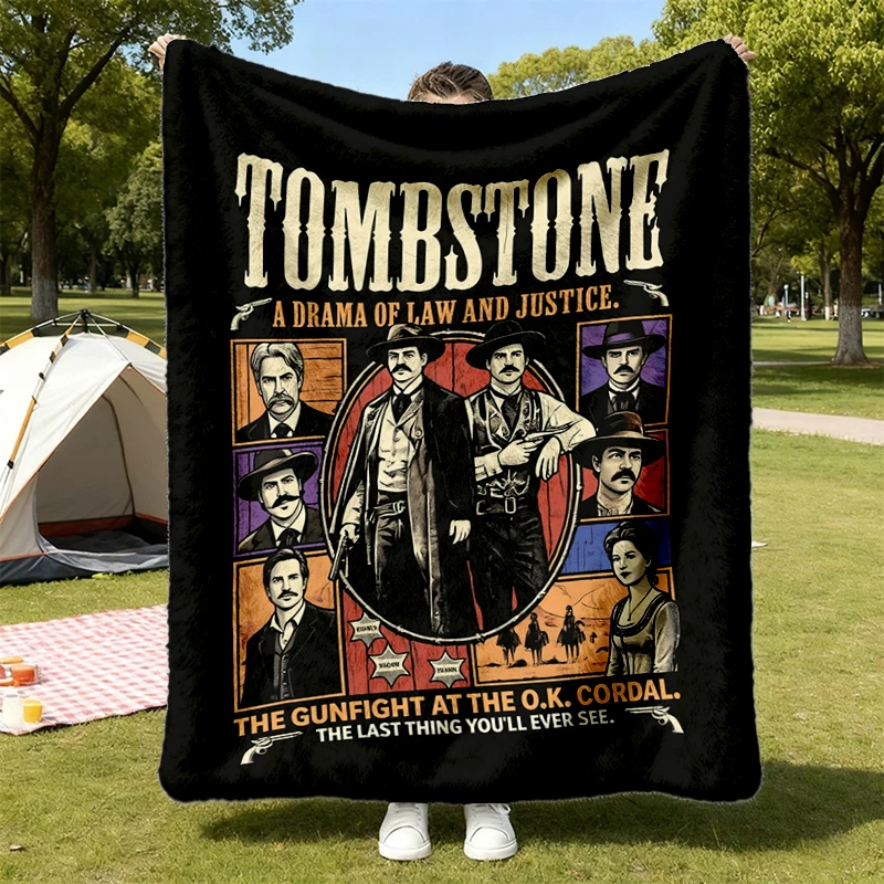 Tombstone 1993 Western Film Graphic Warm Blanket Wyatt Earp Doc Holliday Movie Cozy Blanket