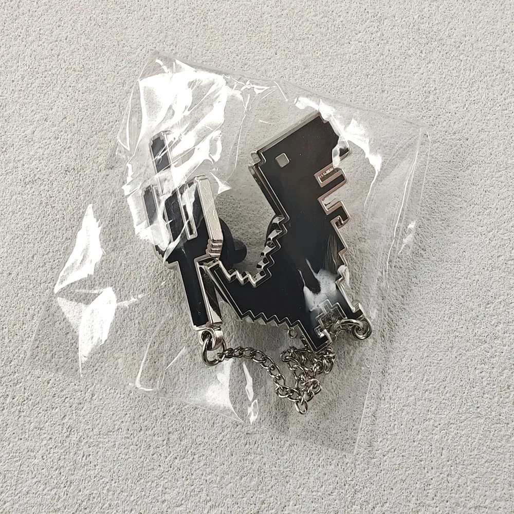 Pixel T-Rex Dinosaurier Kaktus Emaille-Pins mit Kette Lustige Chrome Offline-Spiel Brosche Abzeichen Anstecknadel Schmuck Geschenk für Gamer-Freunde – Detail 12