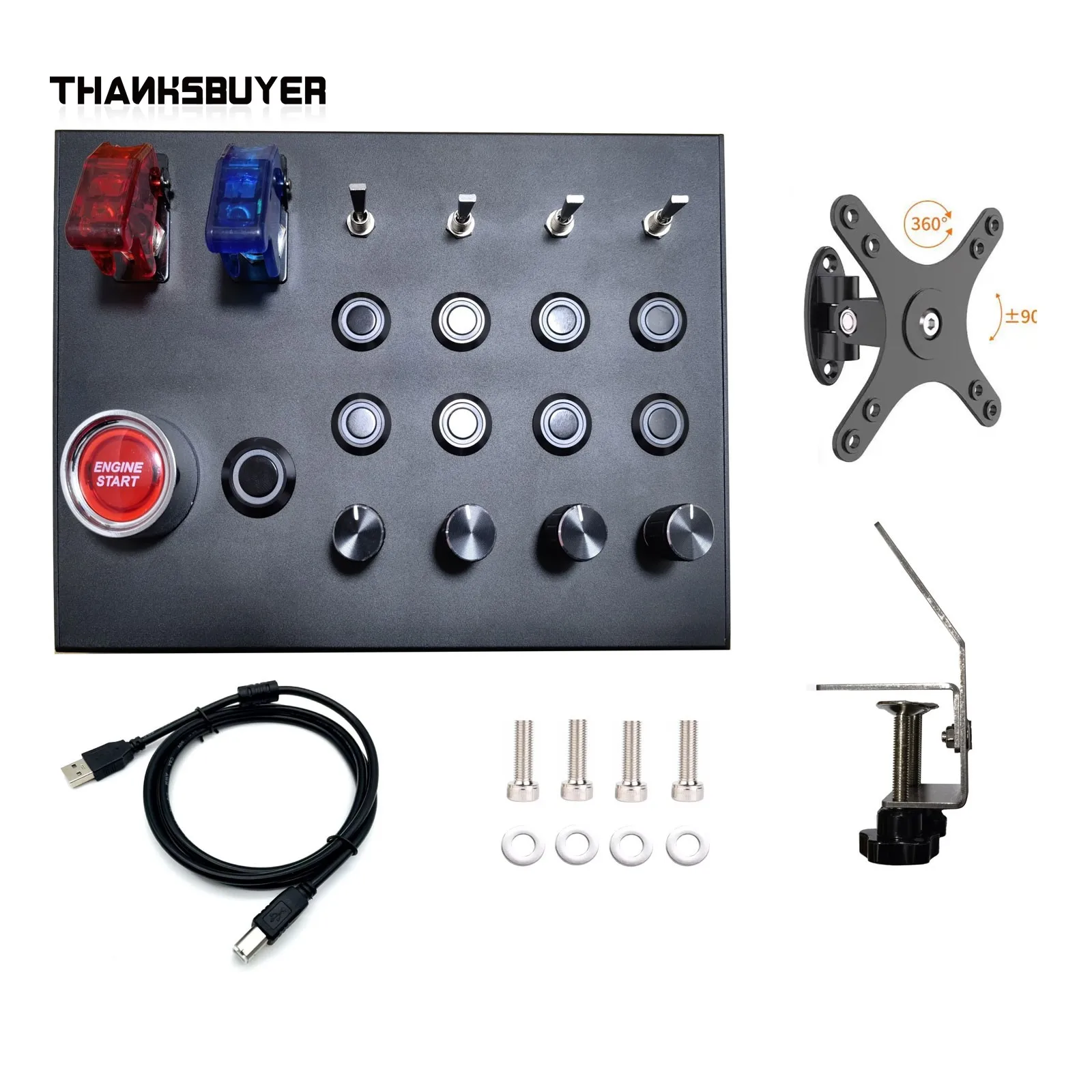 

Simplayer Button Box Sim Racing Button Box Accessory (with/without Desktop Clamp) for Sim Racing Games