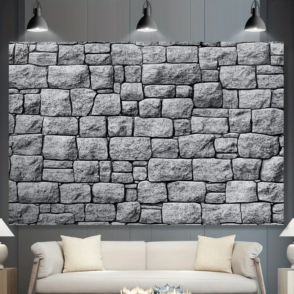 قطعة واحدة من خلفية الحائط المصنوعة من حجر القلعة في العصور الوسطى - تصميم واقعي من الطوب، مثالية لزينة حفلات أعياد الميلاد والداخلية #4