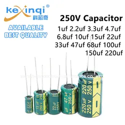 1-50PCS 250V DIP Electrolytic Capacitor 1UF 2.2UF 3.3UF 4.7UF 6.8UF 10UF 150UF 22UF 33UF 47UF 68UF 100UF 150UF 220UF 330UF 470UF