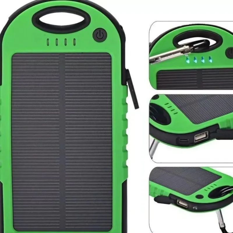 Solar Energy Portable Charger Power Bank 5000mAh External Battery Double USB Life Waterproof Powerbank For  Xiaomi Samsung