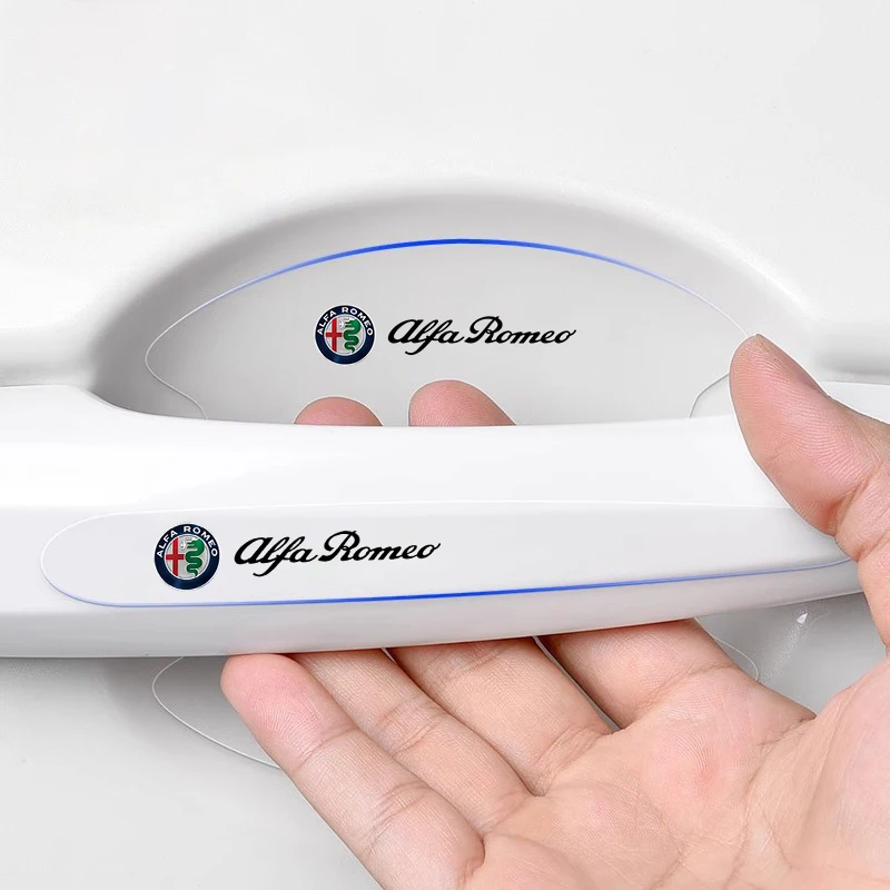 8Pcs Car Door Bowl Handle Protective Sticker Anti-collision Strip For Alfa Romeo Giulia Stelvio 156 Tonale Brera Giulietta Disco