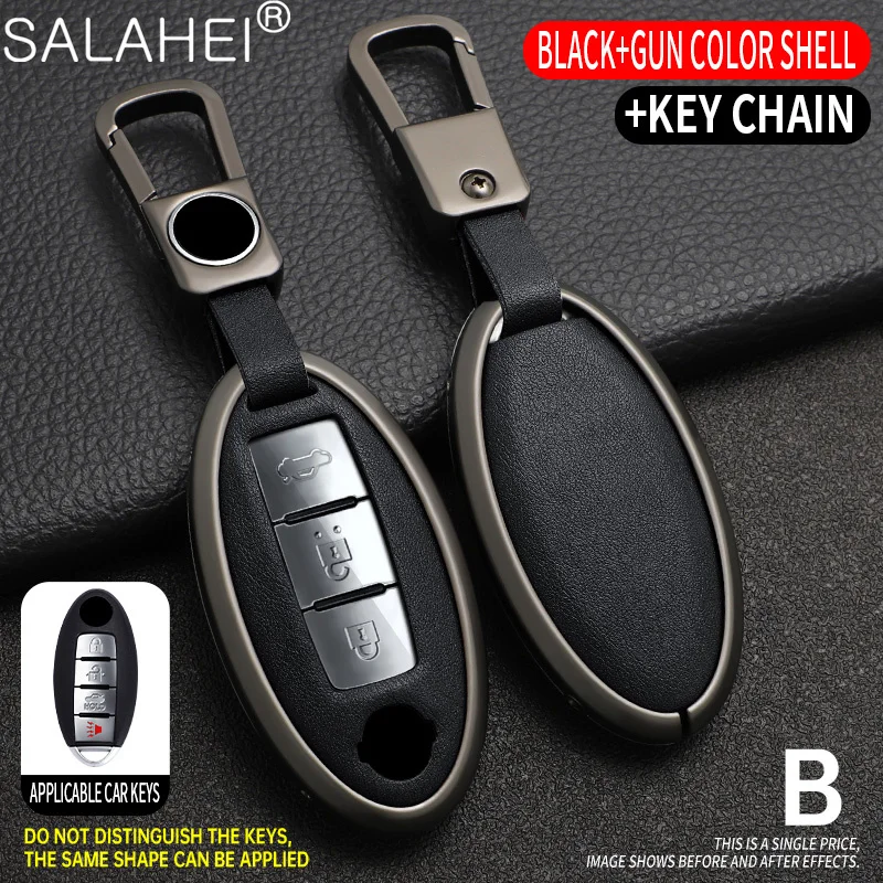 

Zinc Alloy Leather Car Key Shell Case Cover For NISSAN Maxima Altima Versa Sentra Sunny Sylphy Teana Qashqai X-Trail Juke Fob