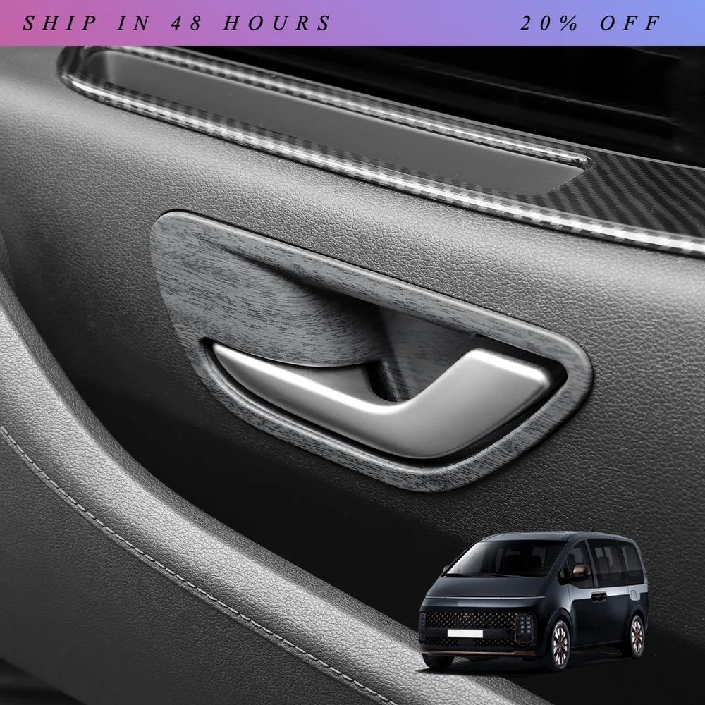 IOSN For Hyundai Staria 2021-2026 ABS 2Pcs Car Inner Door Handle Bowl Frame Trim Cover Interior Mouldings Decoration LHD/RHD