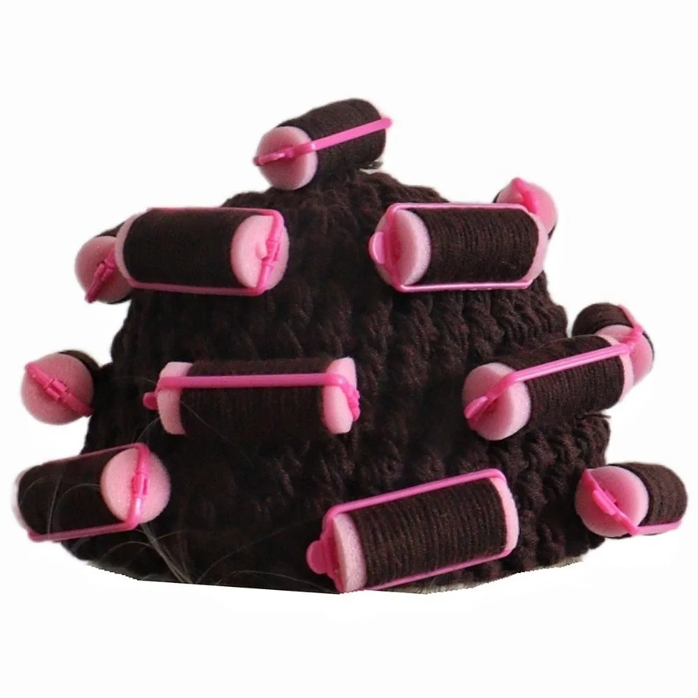 Creative Warm Hair Curler Knitted Hat Thick Soft Pullover Cap Stretchy Funny Curly Hair Yarn Beanie Cycling