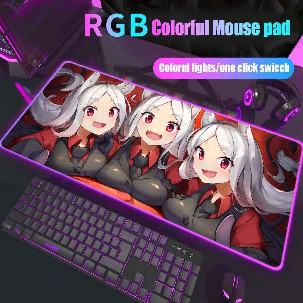 

Helltaker Mouse Pad Gamer Rgb Desk Mat Back Light Led Mousepad Setup Gaming Accessories Deskmat Big Mousepepad Backlight