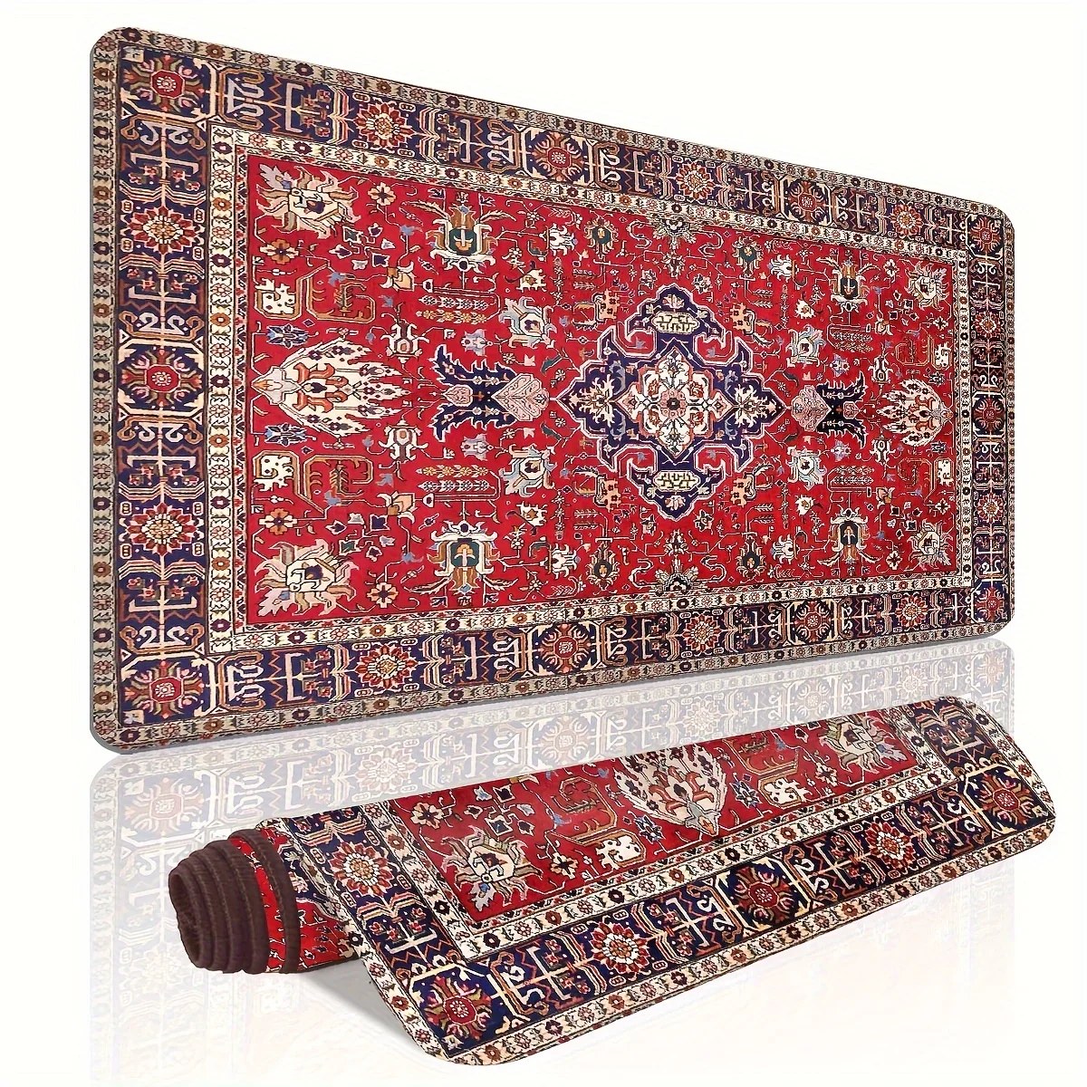 Persian Rug Print Extra Large Mouse Pad Vintage Style Rubber Non-Slip Keyboard Mat for Office Gaming