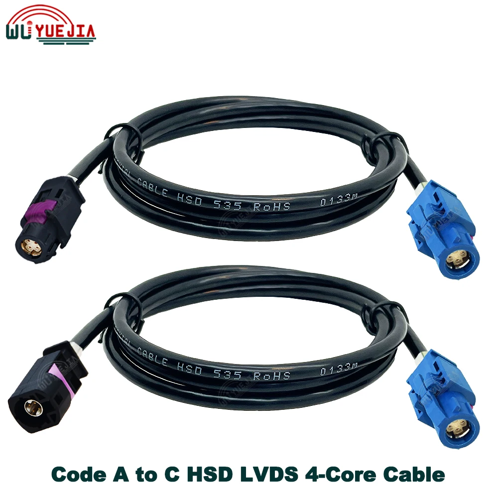 Black A to Blue C 4Pin Connector HSD LVDS Cable for Auto Car BMW Audi Mercedes-Benz Land Rover Video Instrument Bridge Wiring