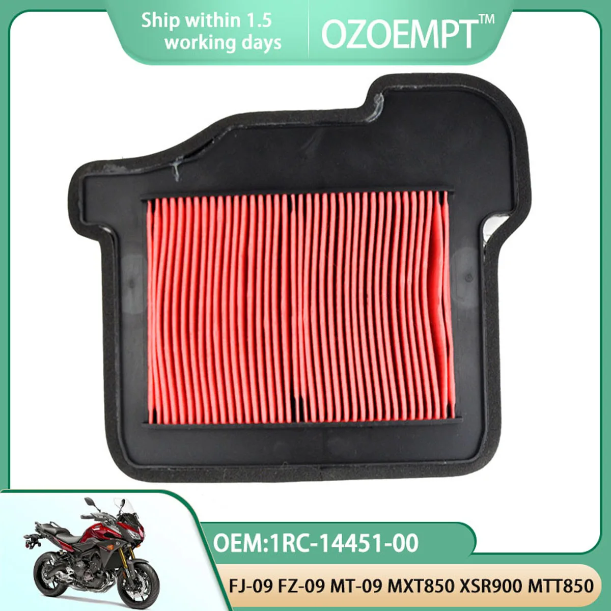 OZOEMPT Motorcycle Air Filter Apply to FJ-09 FZ-09 MT-09 MXT850 Niken XSR900 900 Tracer MTT850 OEM:1RC-14451-00