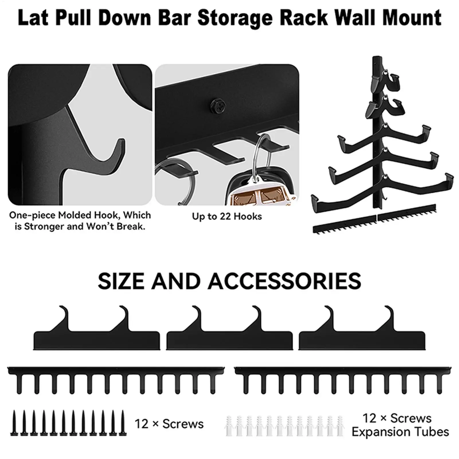 

Настенная стойка для подтягивания бар, 5-компонентный сверхпрочный органайзер, держатель, крепление для вытягивания, органайзер для спортзала для эспандеров