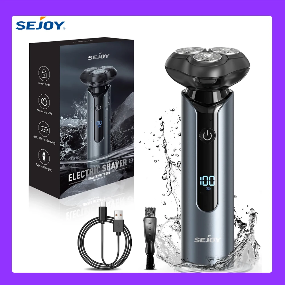 

SEJOY Portable Clean Razor Men USB Electric shaver Powerful Beard Electric Razor Rechargeable Waterproof shaving Machine