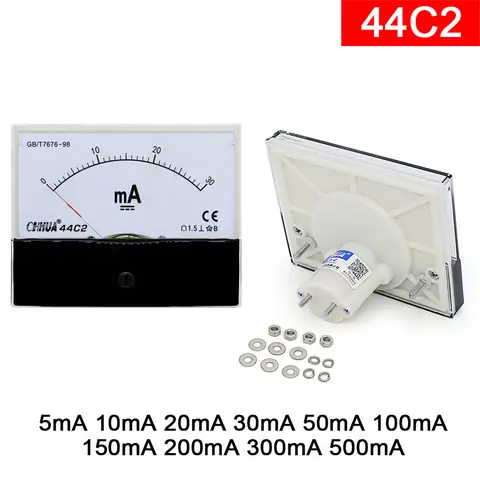 44C2 DC Milliampere Meter 5mA 10mA 20mA 30mA 50mA 100mA 150mA 200mA 300mA 500mA Pointer Meter Current Meter