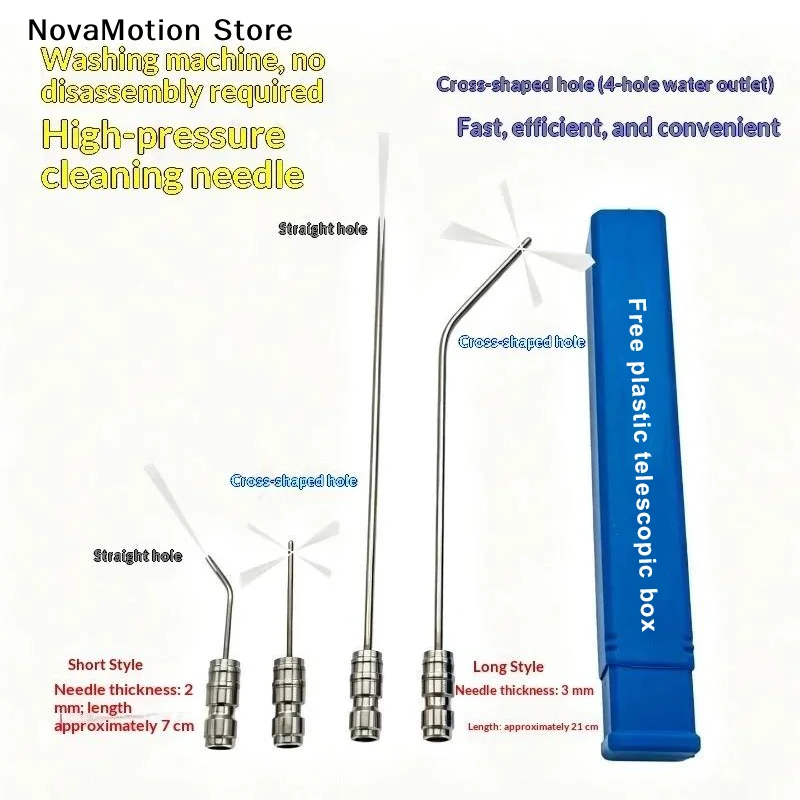 [NM]Stainless Steel High Pressure Cleaning Needle Cross Hole Water Outlet 1/4 Quick Connector For Auto AC Home Parts Cleaning