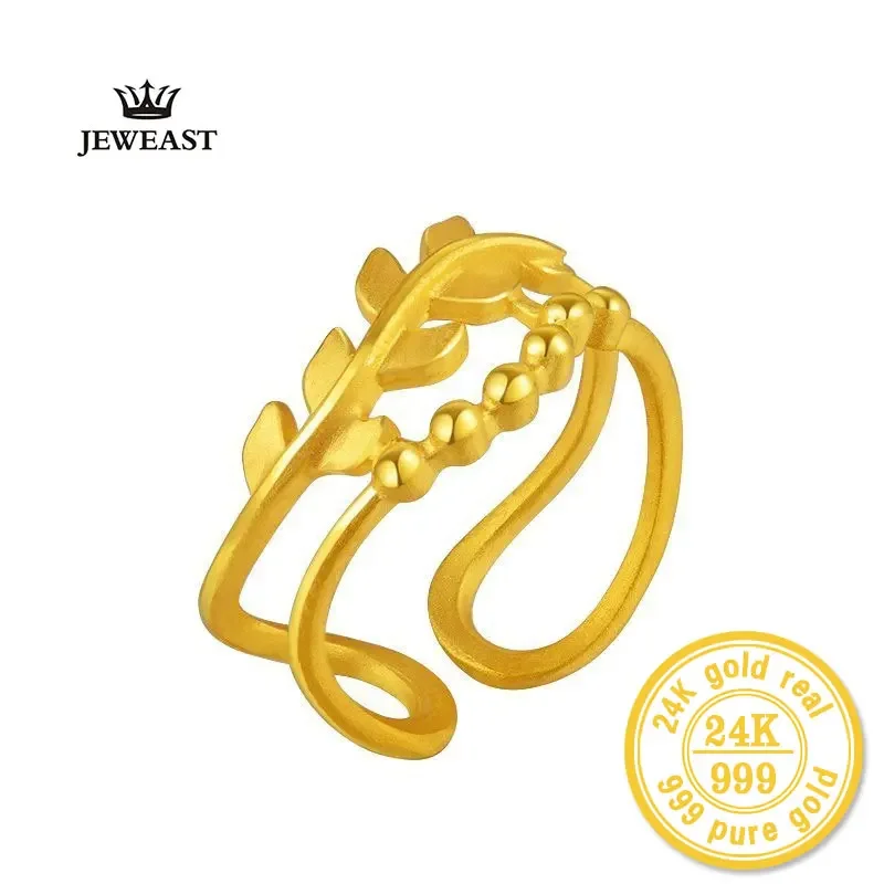 

XXXZZZ JEWEAST 24k Pure Gold Ring For Women Beautiful Lines Exquisite Shape Resizable Design Fresh And Creative Style Gold Rings