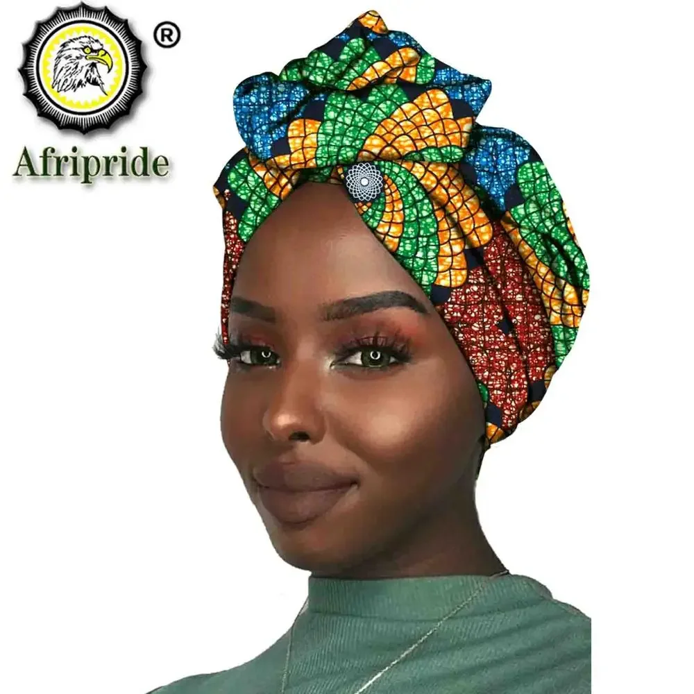 African New Fashion Headwrap Women Cotton Wax Fabric Traditional Headtie Scarf Turban pure Cotton Wax AFRIPRIDE S001