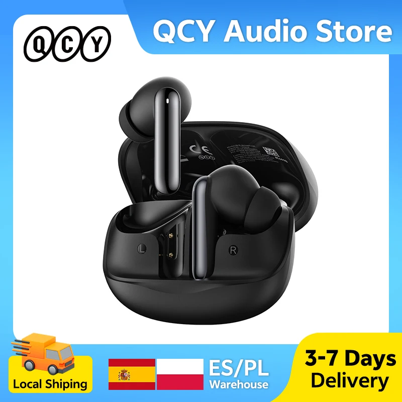 Auriculares inalámbricos QCY MeloBuds N50 con cancelación activa de ruido (ANC) híbrida adaptativa, Bluetooth 5.4, 6 micrófonos, controlador dinámico ENC de 12 mm, 28 horas de reproducción, modo transparente