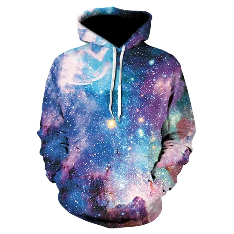 

Starry sky male hoodie, colorful hoodie, 3D clothing, new fashion