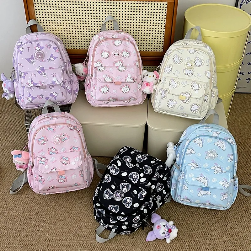 Sanrio Hello Kitty Kuruomi Melody Knapsack Cartoon Anime Student Teenagers Large Capacity Backpack Convenient Travel Bags Girl