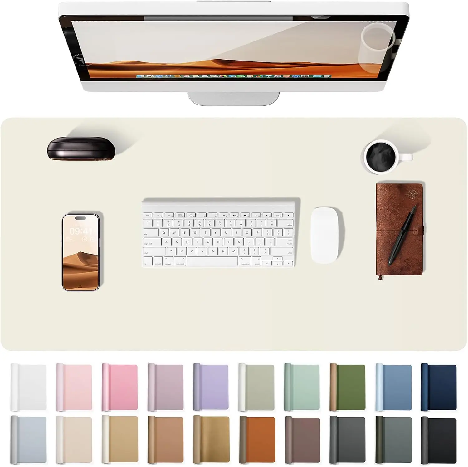 Office Desk Mat, Desk Pad Protector, Large Mouse Pad, Waterproof Non-Slip PU Desk Blotter for Office and School Home