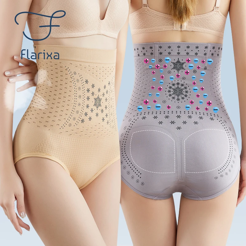 

Flarixa High Waist Slimming Panties Women Fat Belly Shaper Tummy Control Underwear Seamless Hollow Briefs Fat Burning Shapewear