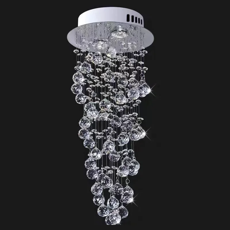 Modern Drop Rain Design Crystal Ceiling LED Lighting Dia30*H60cm Lamps Lustres De Cristal for Bedroom Passage Kitchen