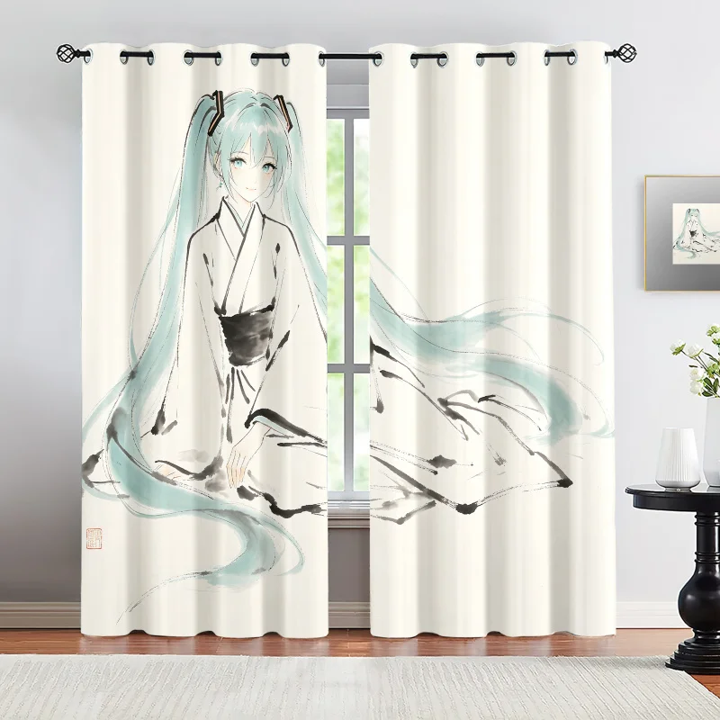 2pcs-hatsune-miku-japanese-ink-wash-blackout-curtains-zen-style-anime-window-drapes-fans-room-japanese-aesthetic-room-decor-gift