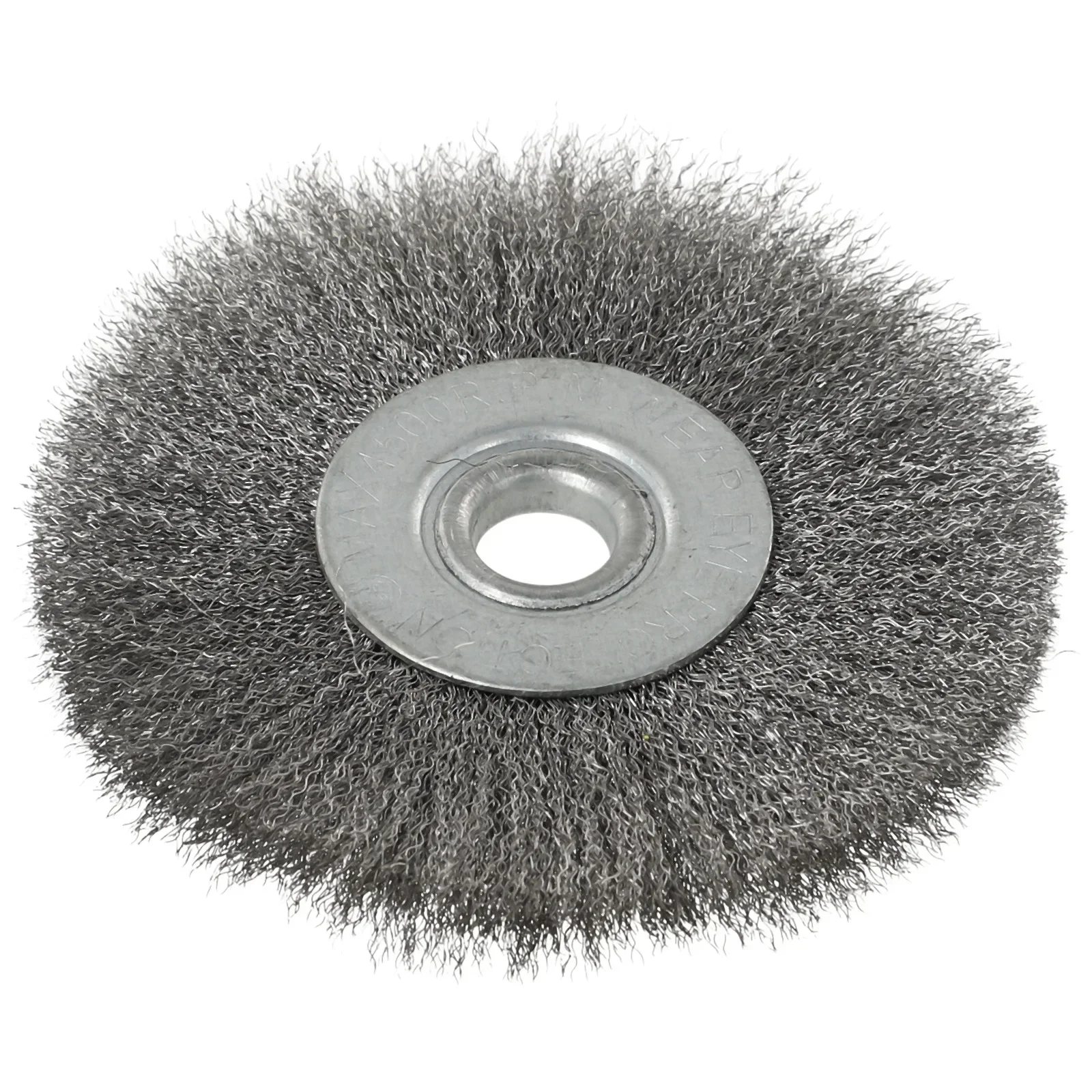 4.5In Flat Crimped Stainless Steel Wire Wheel Brush For AngleGrinder 0.52in Bore Round For Bench Grinder Deburring Tool Cleaning