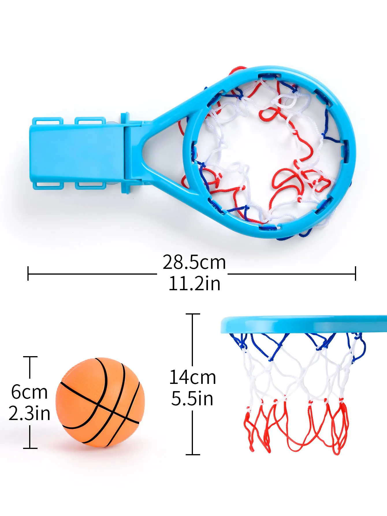 Telaio da basket per bagno a doppio scopo, dotato di 3 palloni da basket, con ventose e cinghie, adatto per più scentari