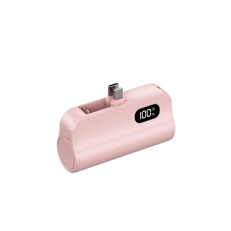 For IPhone Samsung 5000mAh Capsule Power Bank 2-in-1 Large Capacity LED Digital Display Portable Fast Charging Battery 2pcs