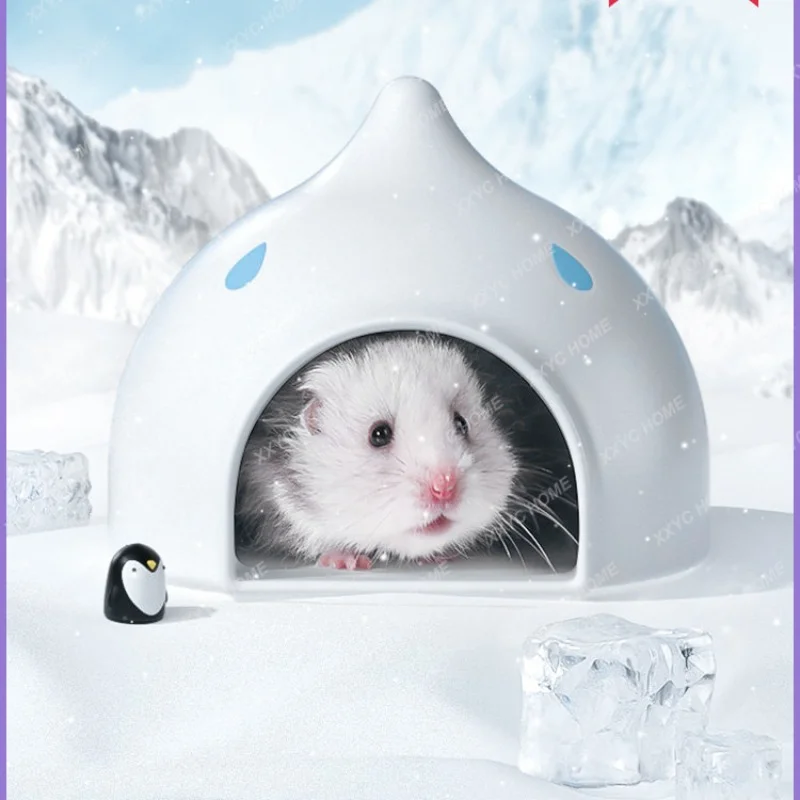 Hamster Nest Water Drop Ceramic Sleeping Nest Cooling House Small Igloo Rabbit Summer Supplies