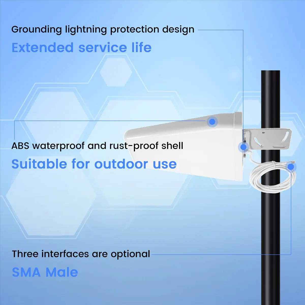 

A72Z 5G Full-Band Log Periodic Antenna 12dBi 698-4900MHz Outdoor Directional Antenna Network Signal Booster Amplifier SMA