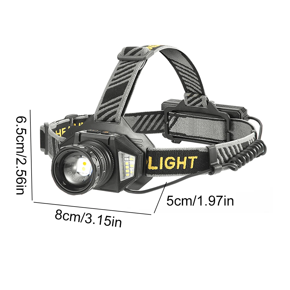 LED Induction Headlamp Motion Sensor Powerful Headlight Torch USB Rechargeable Power Display for Outdoor Camping Cycling Hiking